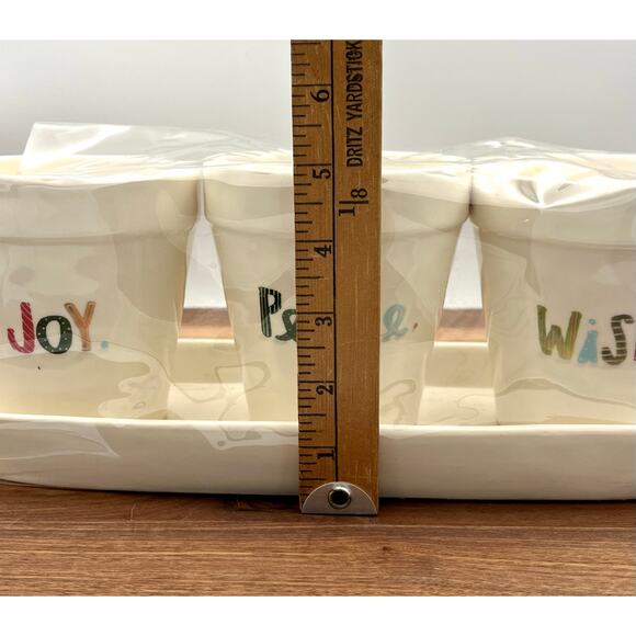 Rae Dunn Artisan Christmas Holiday Planter Gift Set 2017 Wish Peace Joy - Picture 5 of 8